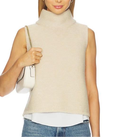Brochu Walker Tops - Brochu Walker sleeveless sweater with attached blouse - light tan - small